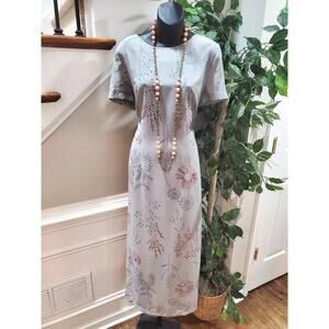Norton McNaughton Women's Gray Round Neck Short Sleeve Long Maxi Dress Size 12